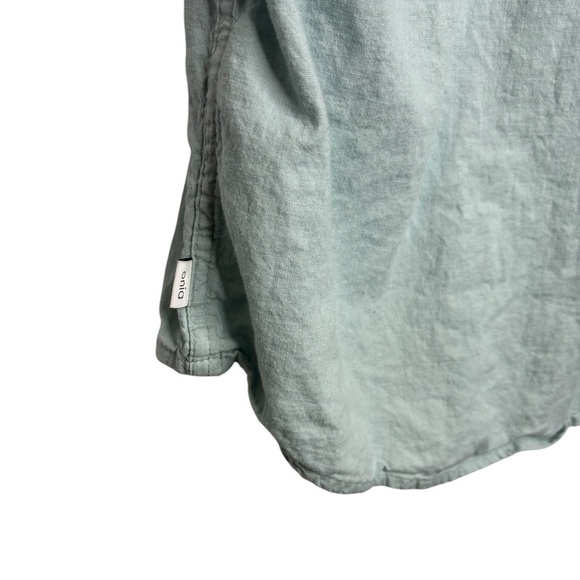 Onia Men’s Teal Mint Blue Linen Blend Casual Long Sleeve Button Down Size XL - Picture 6 of 11